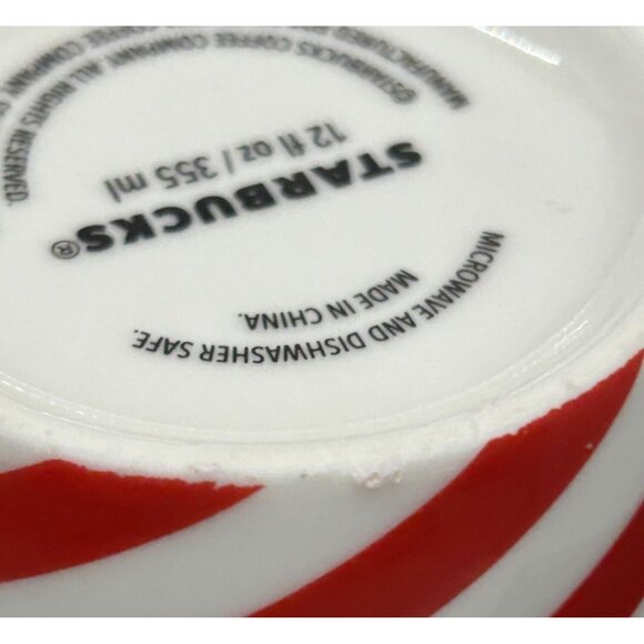Starbucks Coffee Mug Christmas Candy Cane Red & White Stripe Barber Pole - Picture 5 of 5